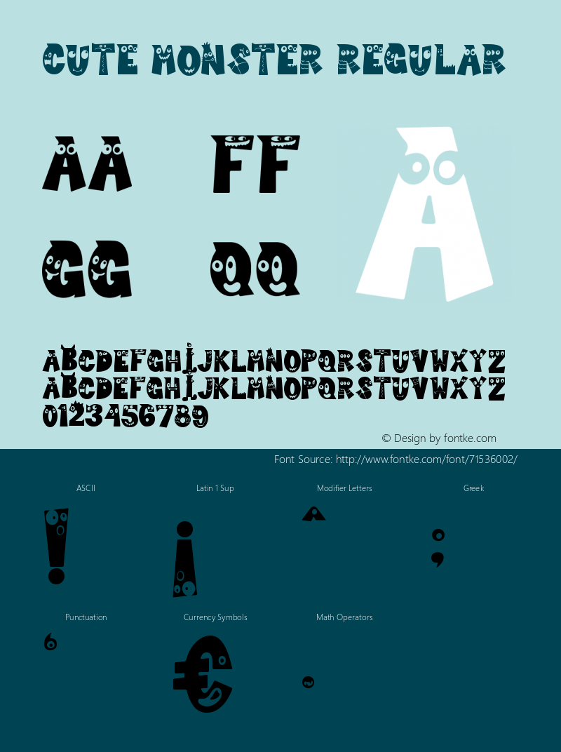 Cute Monster Version 1.00;October 18, 2019;FontCreator 11.5.0.2430 64-bit Font Sample