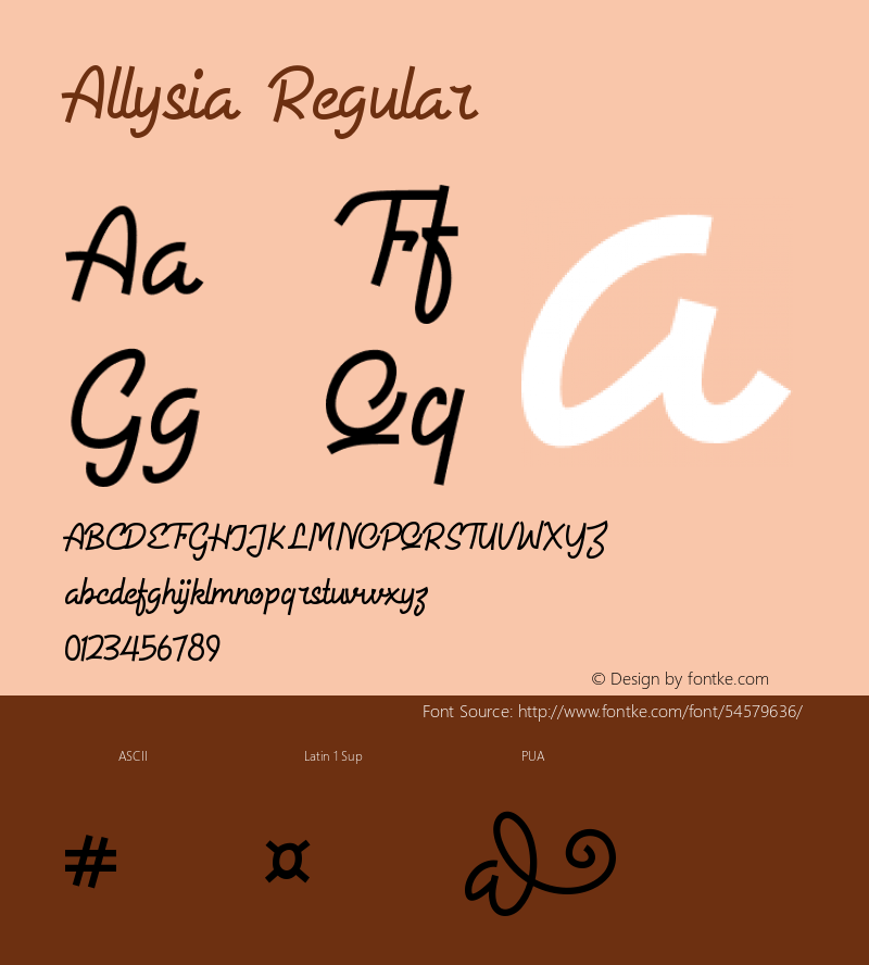 Allysia Version 1.00;January 27, 2020;FontCreator 11.5.0.2427 64-bit Font Sample