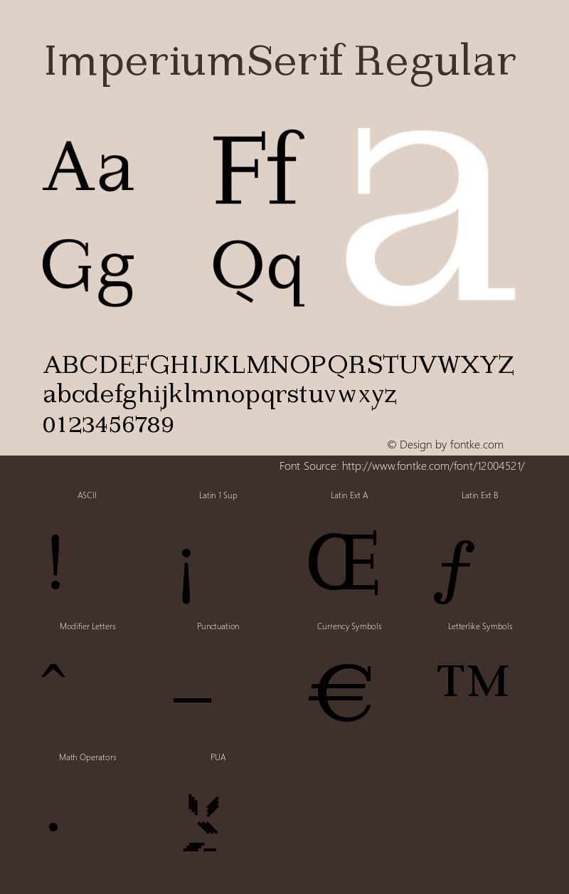 ImperiumSerif Regular 1.0 Font Sample