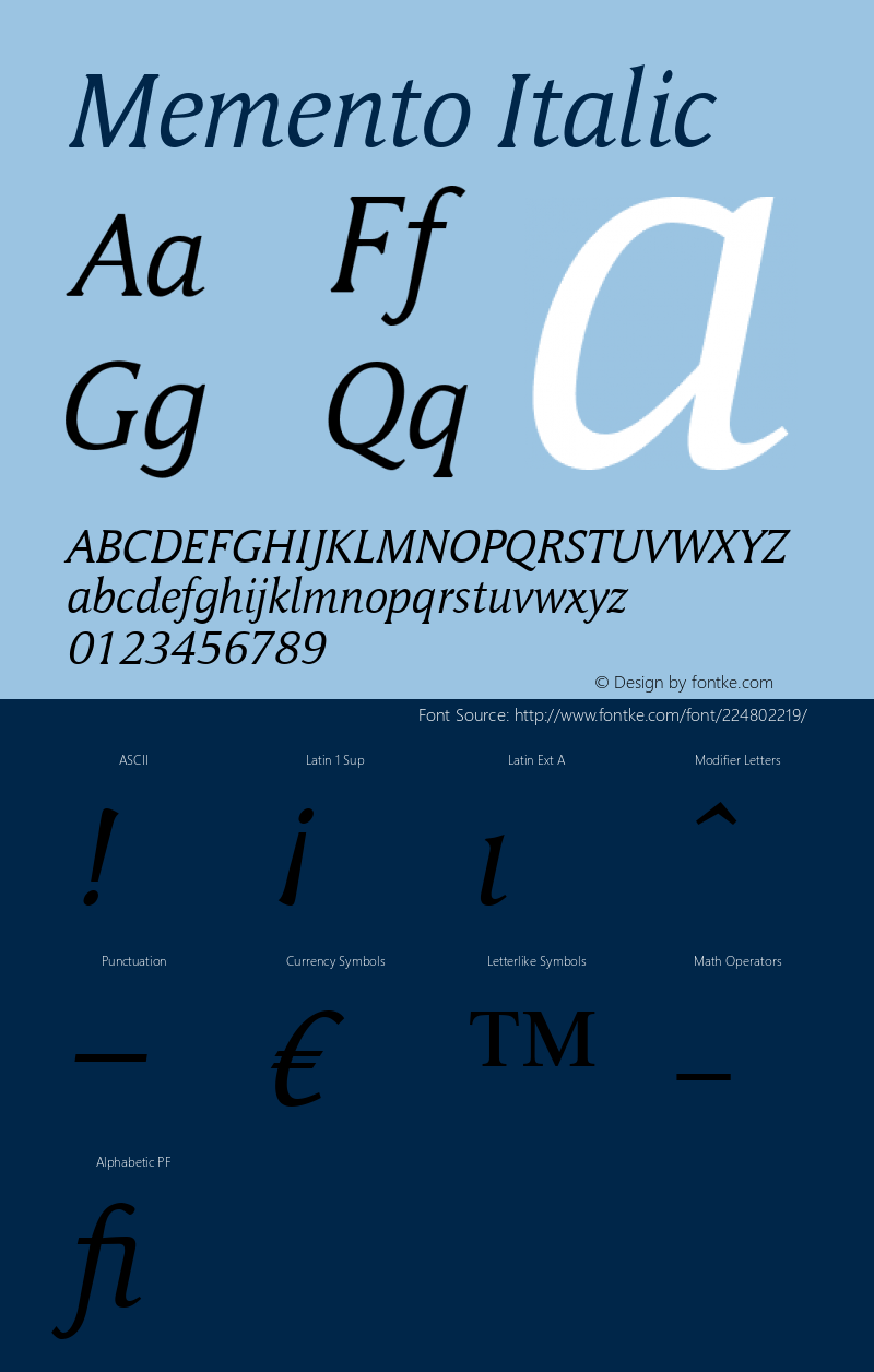 Memento Italic Version 1.00图片样张