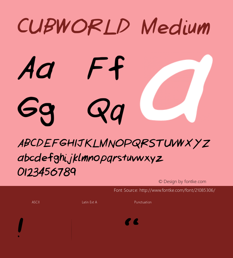 CUBWORLD Version 001.000 Font Sample