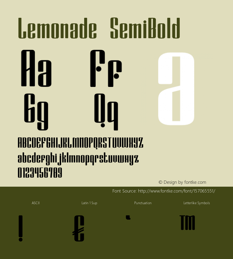 Lemonade SemiBold Version 1.000 Font Sample