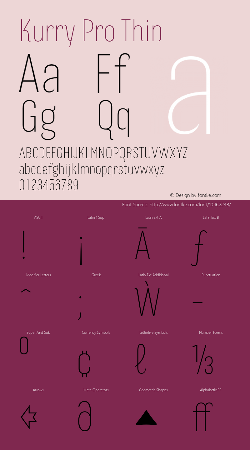 Kurry Pro Thin Version 1.000 Font Sample