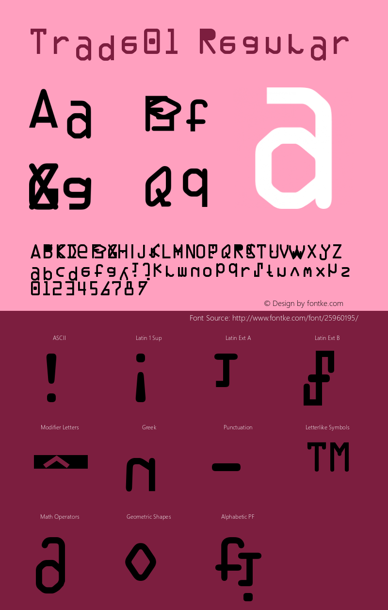 Trade01-Regular Version 001.000 Font Sample