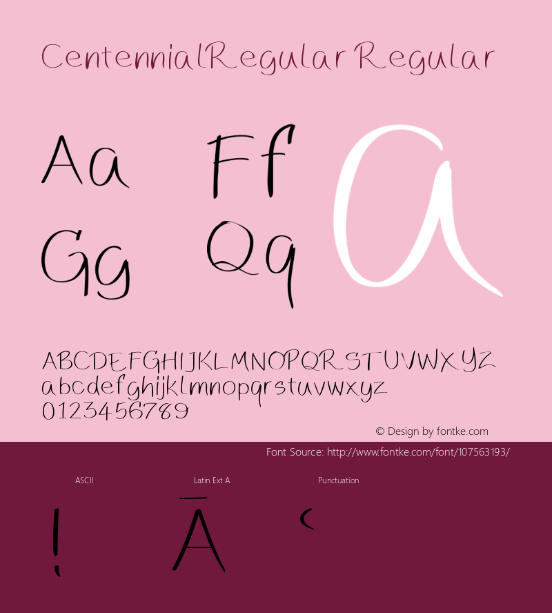 CentennialRegular Version 001.000 Font Sample