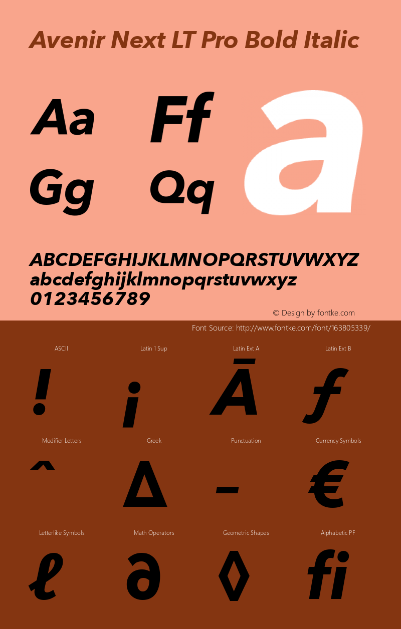 Avenir Next LT Pro Bold Italic Version 1.100;PS 001.001;hotconv 1.0.38 Font Sample