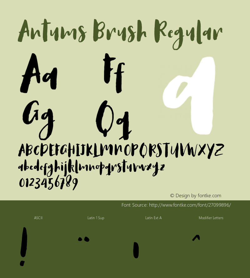 AntumsBrush Version 1.000 Font Sample