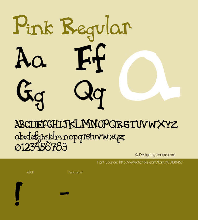Pink Regular version 1.o --  1/15/98 Font Sample