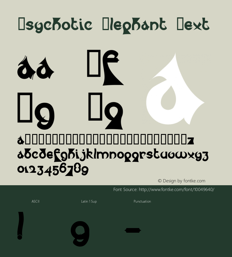 Psychotic Elephant Text Macromedia Fontographer 4.1.4 9/2/97 Font Sample