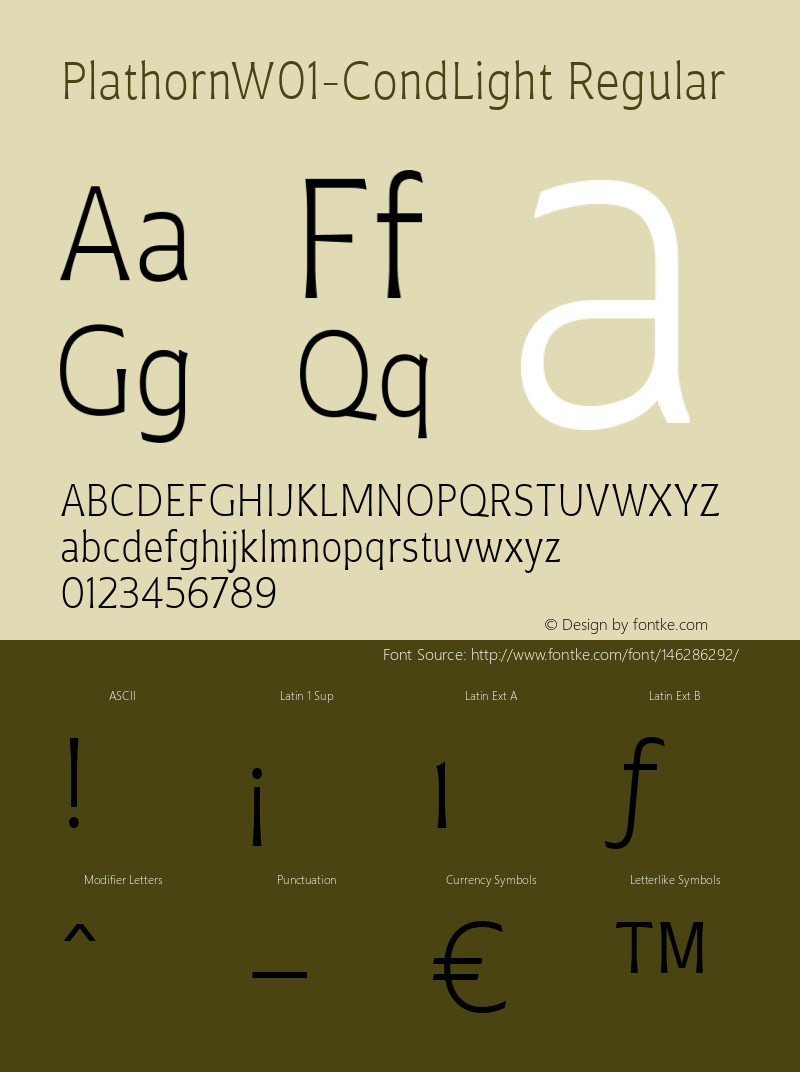 Plathorn W01 Cond Light Version 1.00 Font Sample