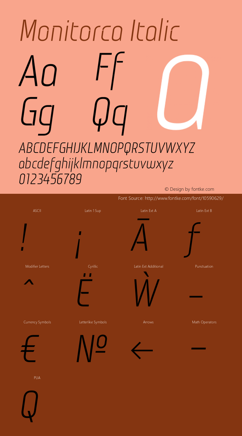 Monitorca Italic 1.0; CC 3.0 BY-ND Font Sample