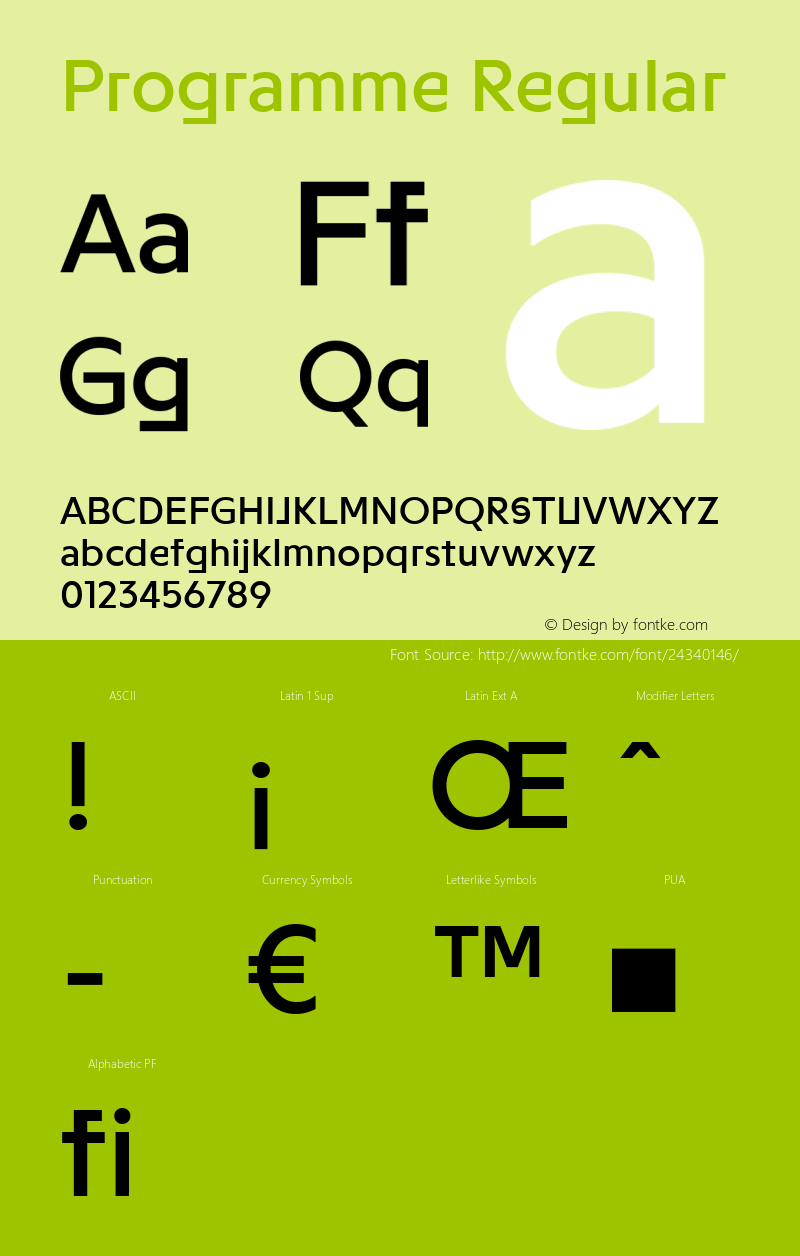 Programme Regular Regular Version 1.000 Font Sample