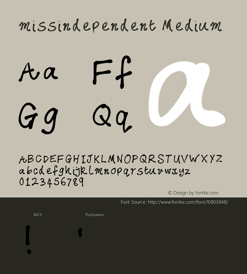 missindependent Medium Version 001.000 Font Sample