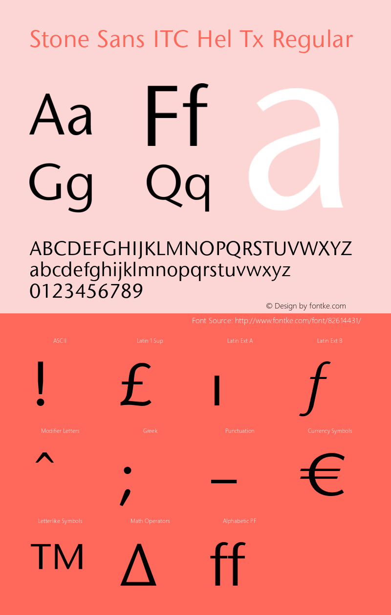 StoneSansITCHelTx-Book Version 5.10 Font Sample