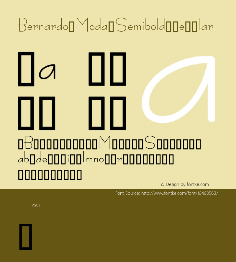 Bernardo Moda Semibold Regular Version 2.001 Font Sample
