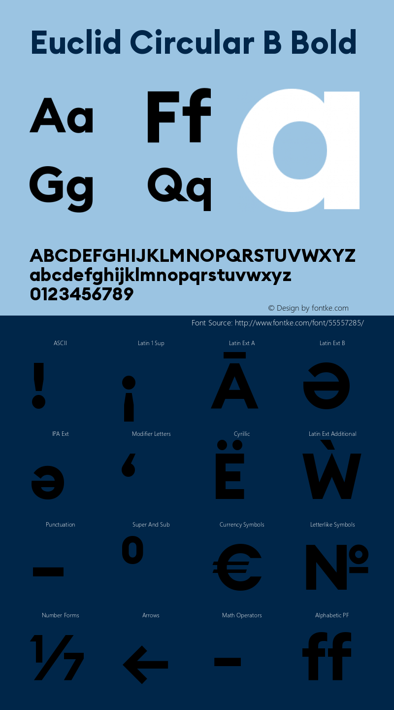 EuclidCircularB-Bold Version 3.001 Font Sample