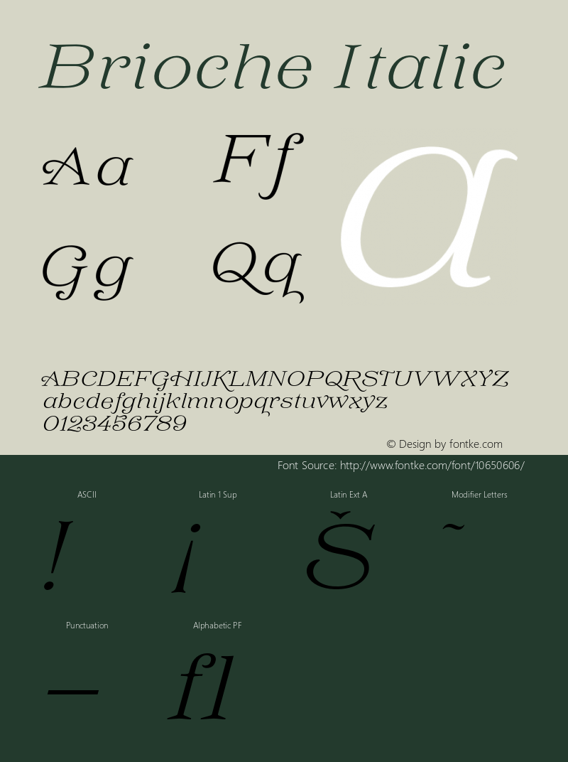 Brioche Italic 1.000 Font Sample