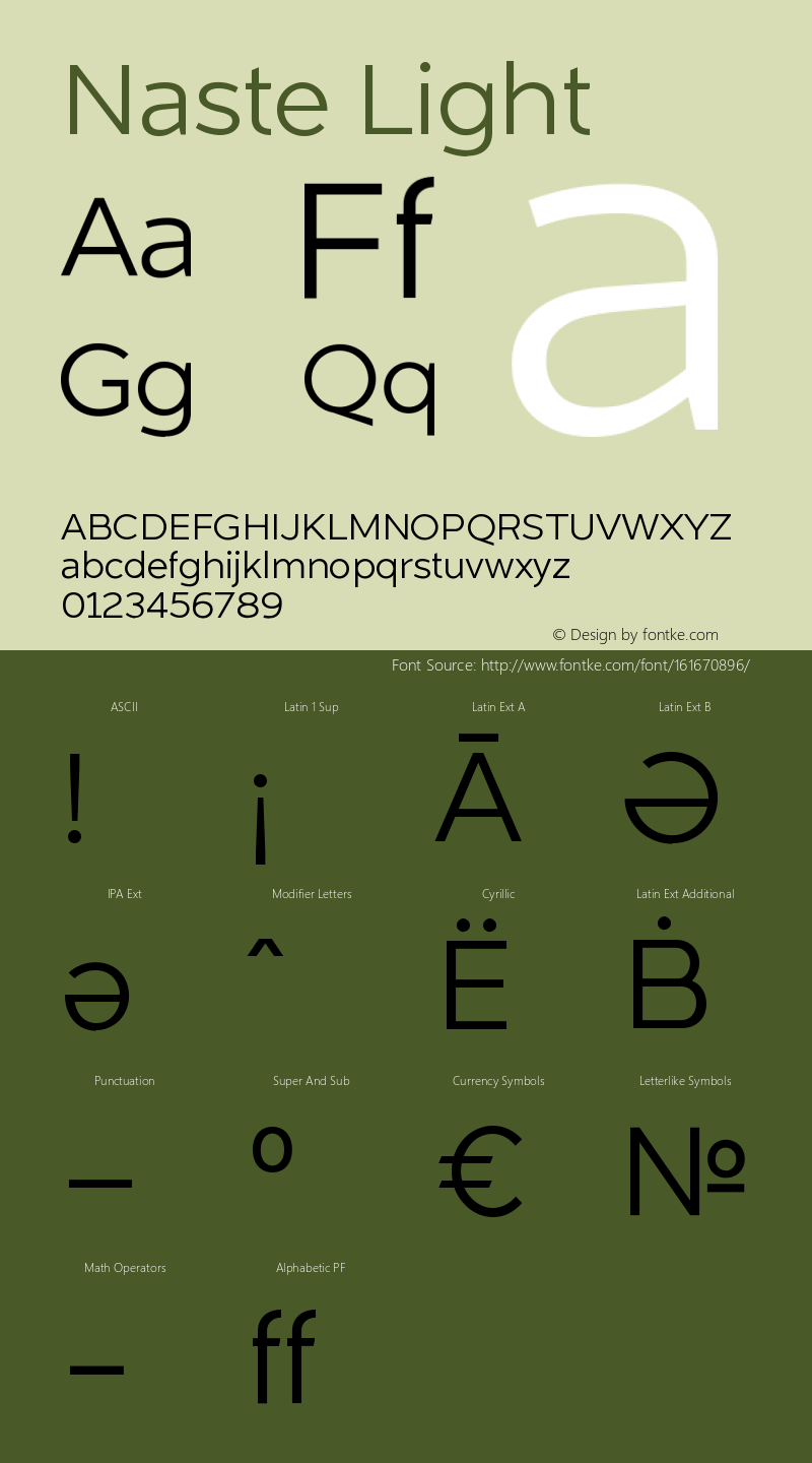 Naste-Light Version 0.0 Font Sample