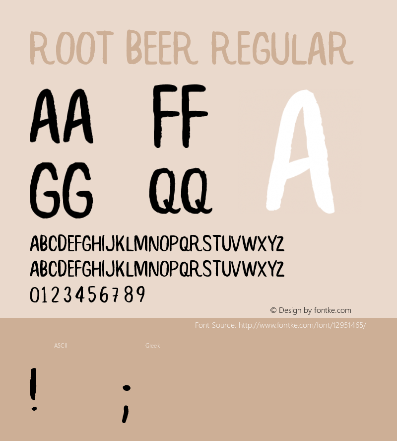 Root Beer Regular Version 1.00 February 16, 2016, initial release Font Sample