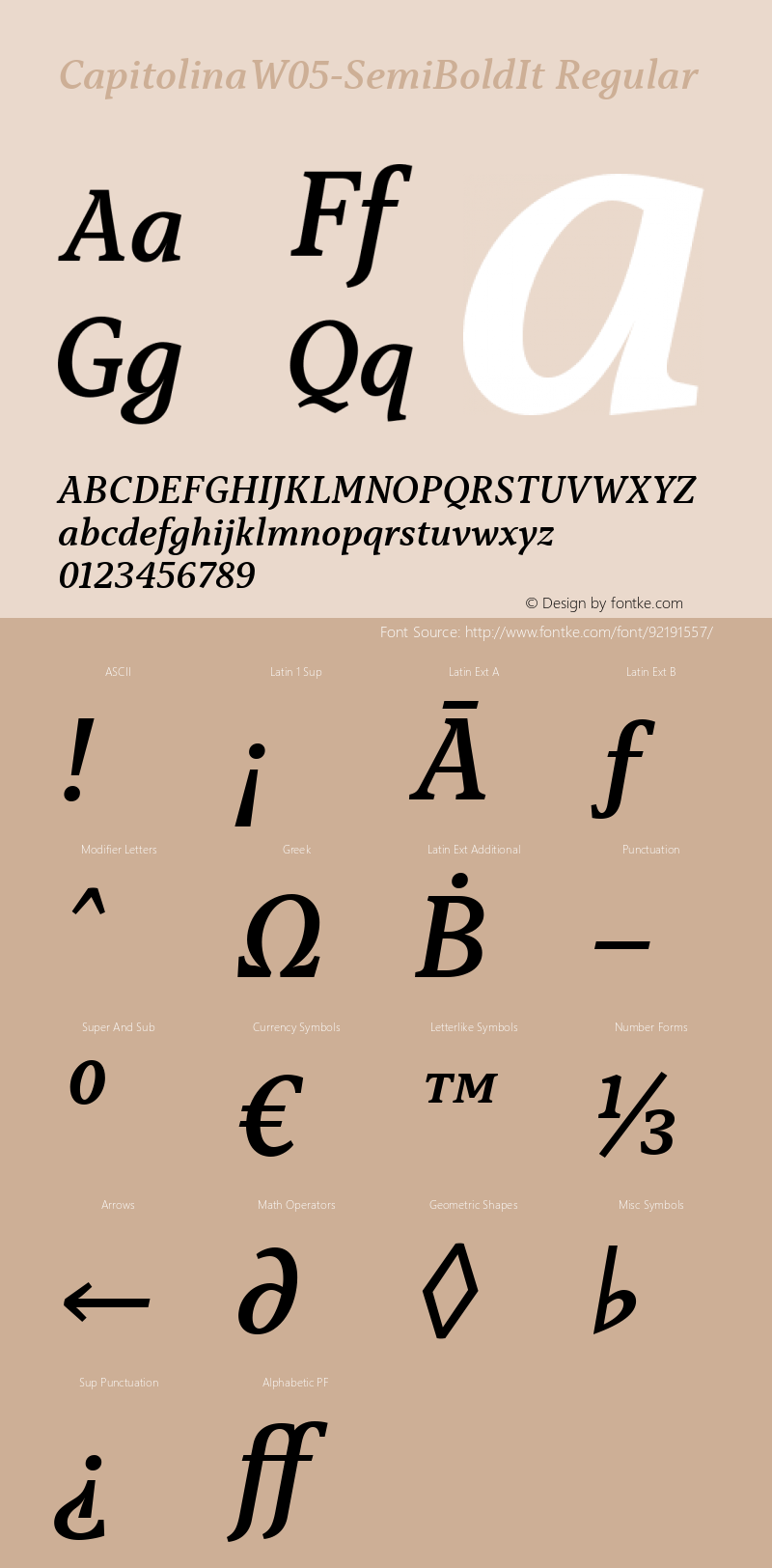 Capitolina W05 SemiBold Italic Version 1.00 Font Sample