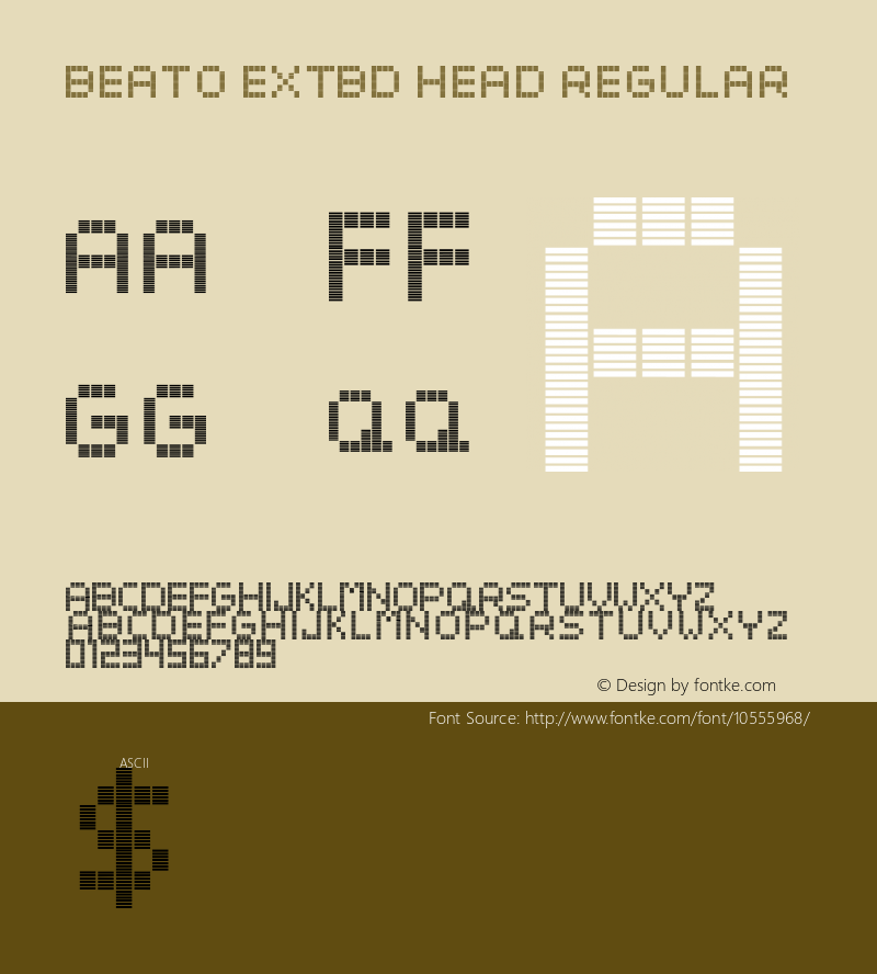 Beato ExtBd Head Regular Version 1.000;PS 001.001;hotconv 1.0.56 Font Sample