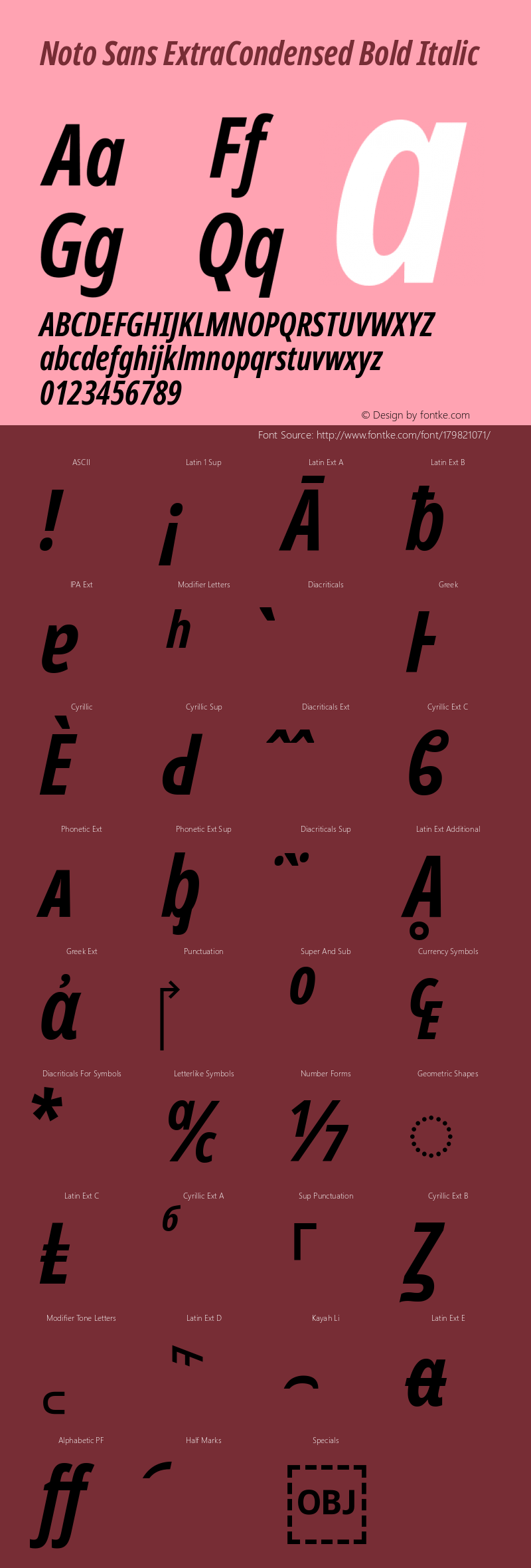 Noto Sans ExtraCondensed Bold Italic Version 2.003图片样张
