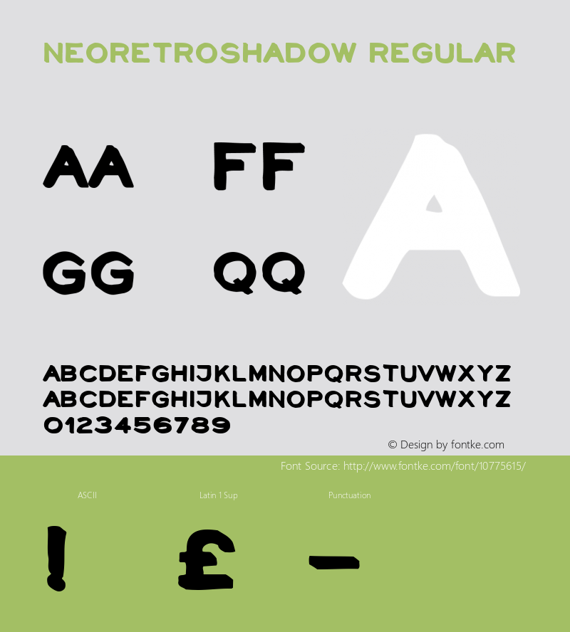 NeoRetroShadow Regular Macromedia Fontographer 4.1.5 18.07.2004 Font Sample