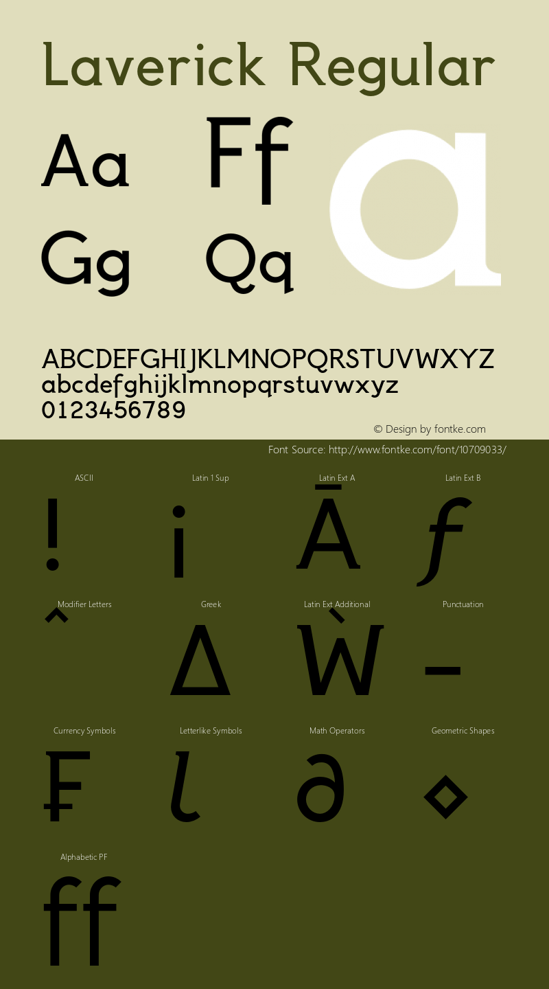 Laverick Regular Version 1.000;PS 001.001;hotconv 1.0.56 Font Sample