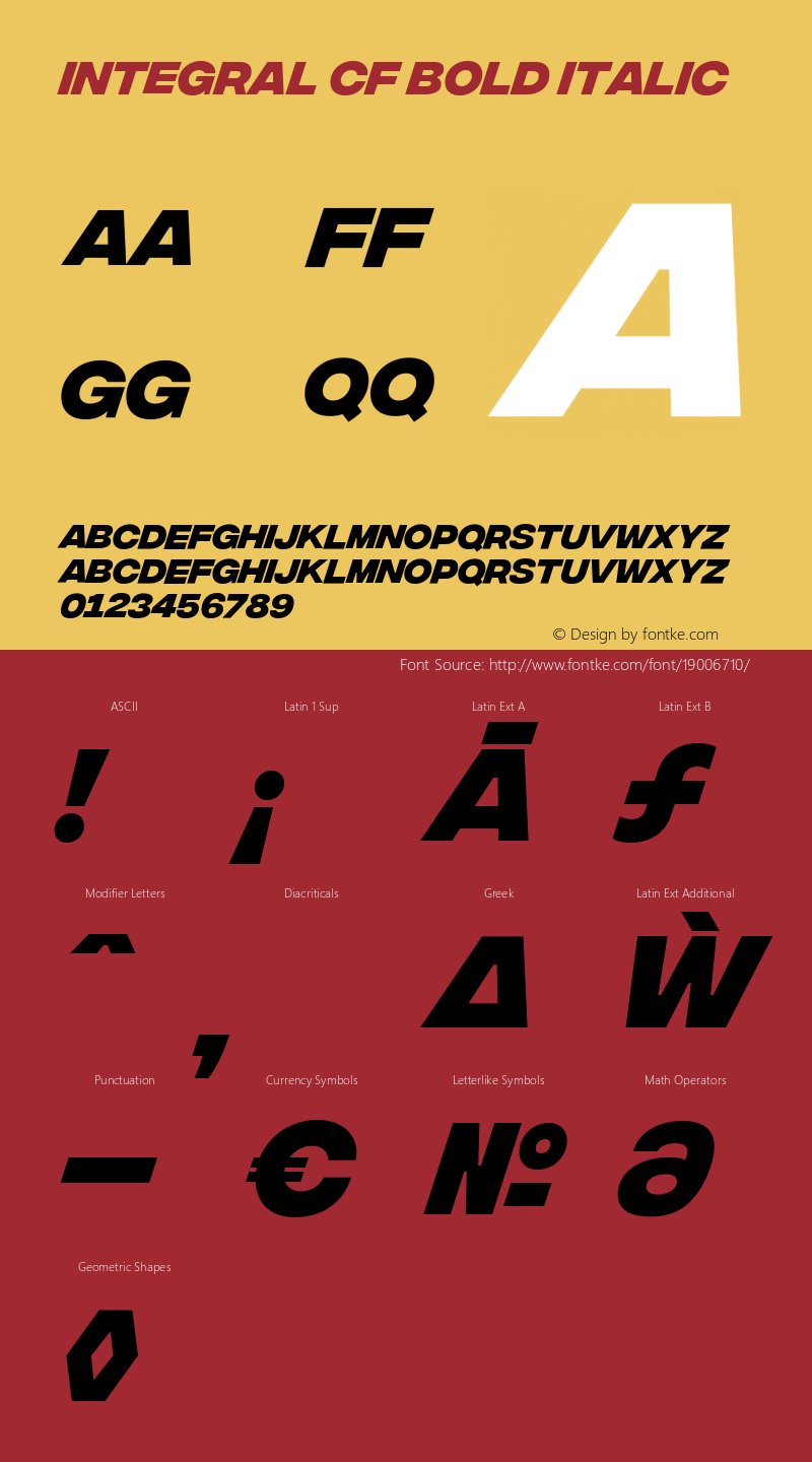 Integral CF Bold Italic Version 1.100 Font Sample