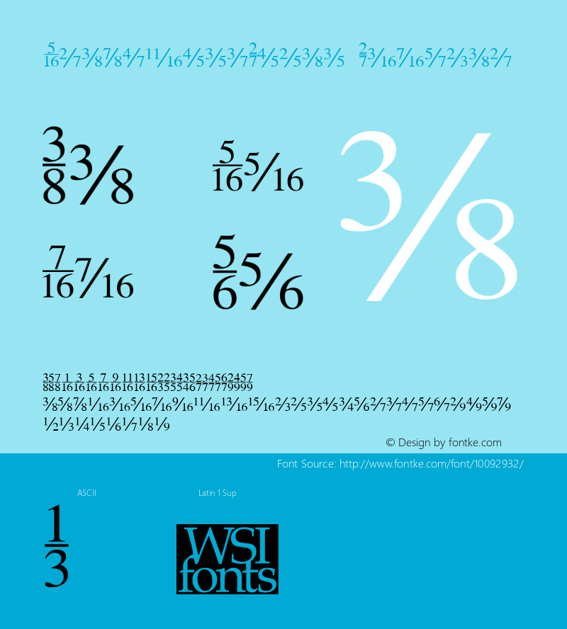 FractionsRoman Regular The IMSI MasterFonts Collection, tm 1995, 1996 IMSI (International Microcomputer Software Inc.) Font Sample