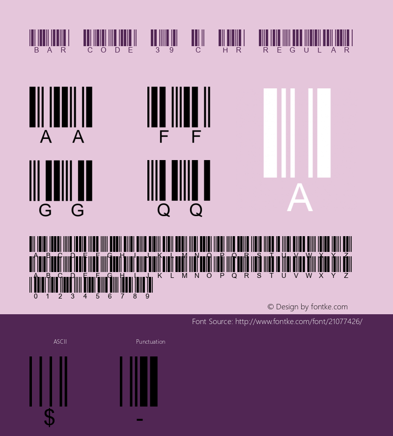 Bar Code 39 c HR Macromedia Fontographer 4.1 11/17/97 Font Sample