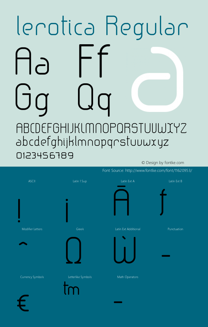 lerotica Regular Version 1.001 2011 Font Sample