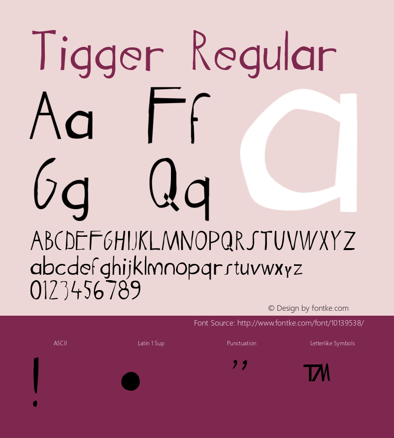 Tigger Regular 1.0 Sun May 25 21:51:30 1997 Font Sample