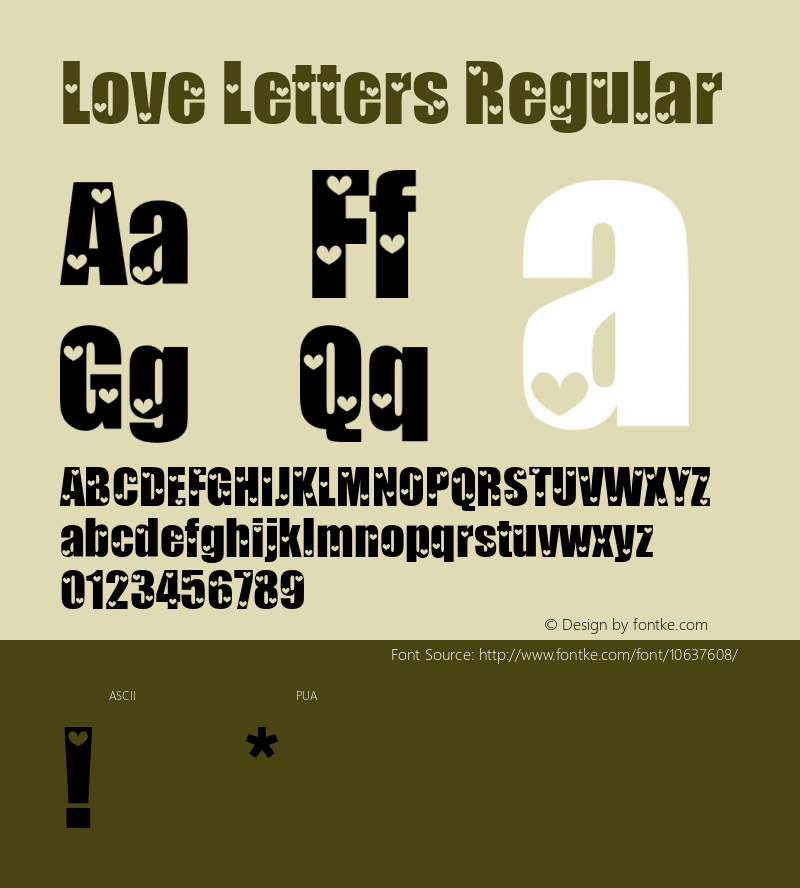 Love Letters Regular 1999; 1.1     www.stimuleyefonts.com.com Font Sample