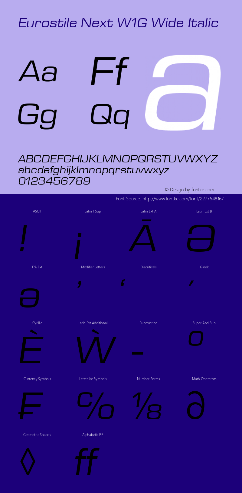 Eurostile Next W1G Wide Italic Version 1.00图片样张