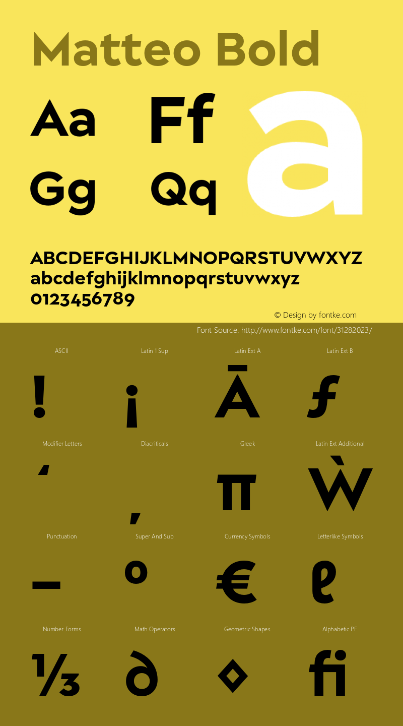 Matteo Bold Version 1.0 Font Sample