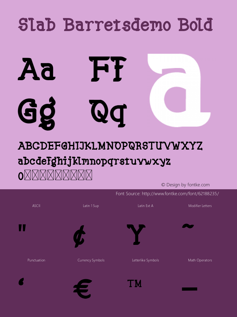 SlabBarretsdemoBold Version 1.002;Fontself Maker 3.5.1 Font Sample