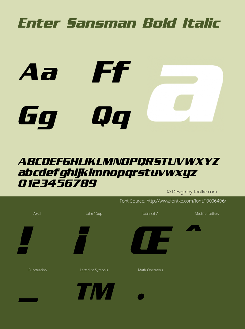 Enter Sansman Bold Italic 1.02 Font Sample