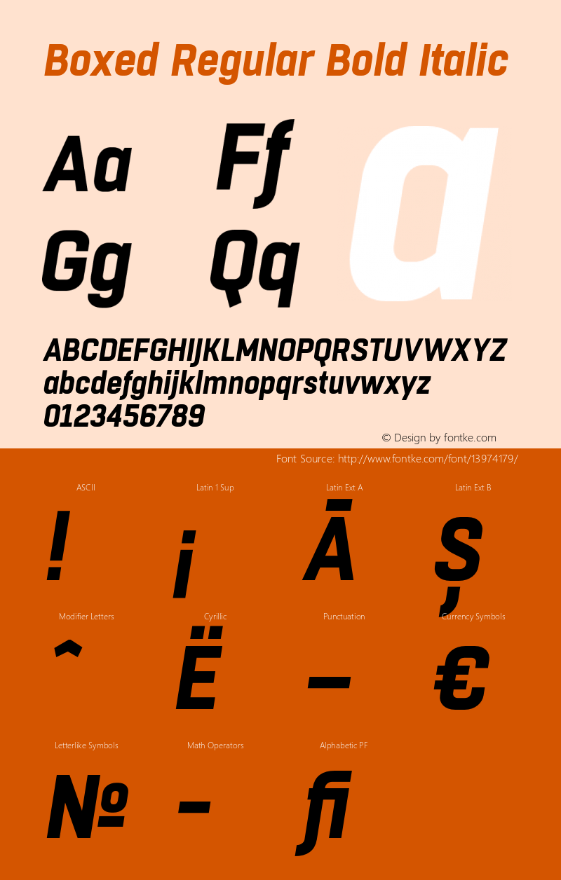 Boxed Regular Bold Italic Version 1.000 Font Sample