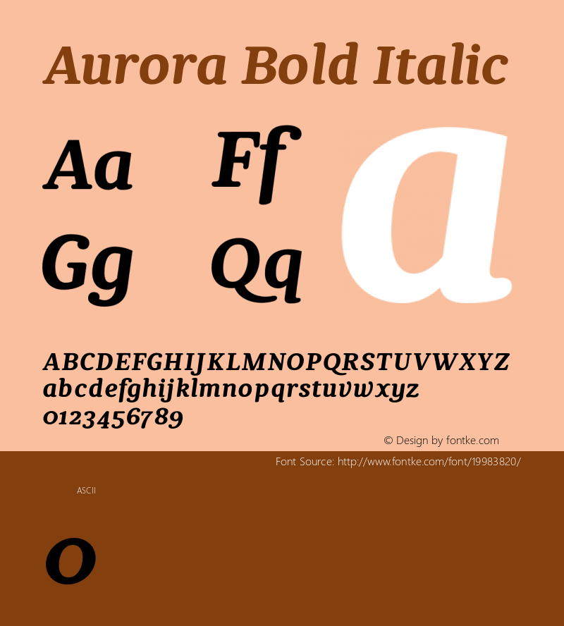 Aurora-BoldItalic 1.0; pdf-x uazero; original kerning; Font Sample