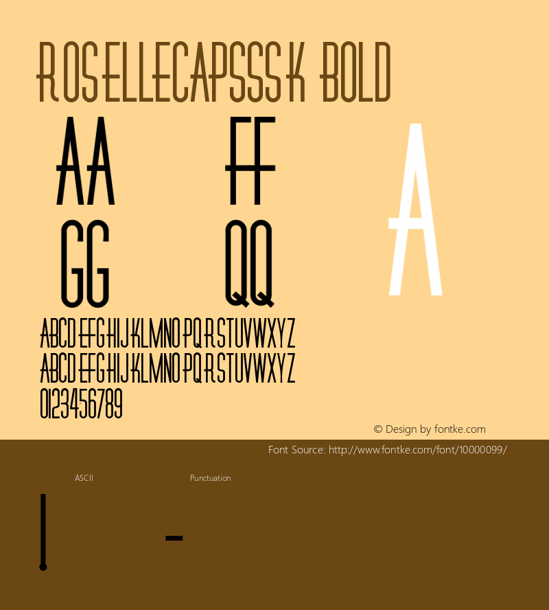 RoselleCapsSSK Bold Macromedia Fontographer 4.1 8/13/95 Font Sample