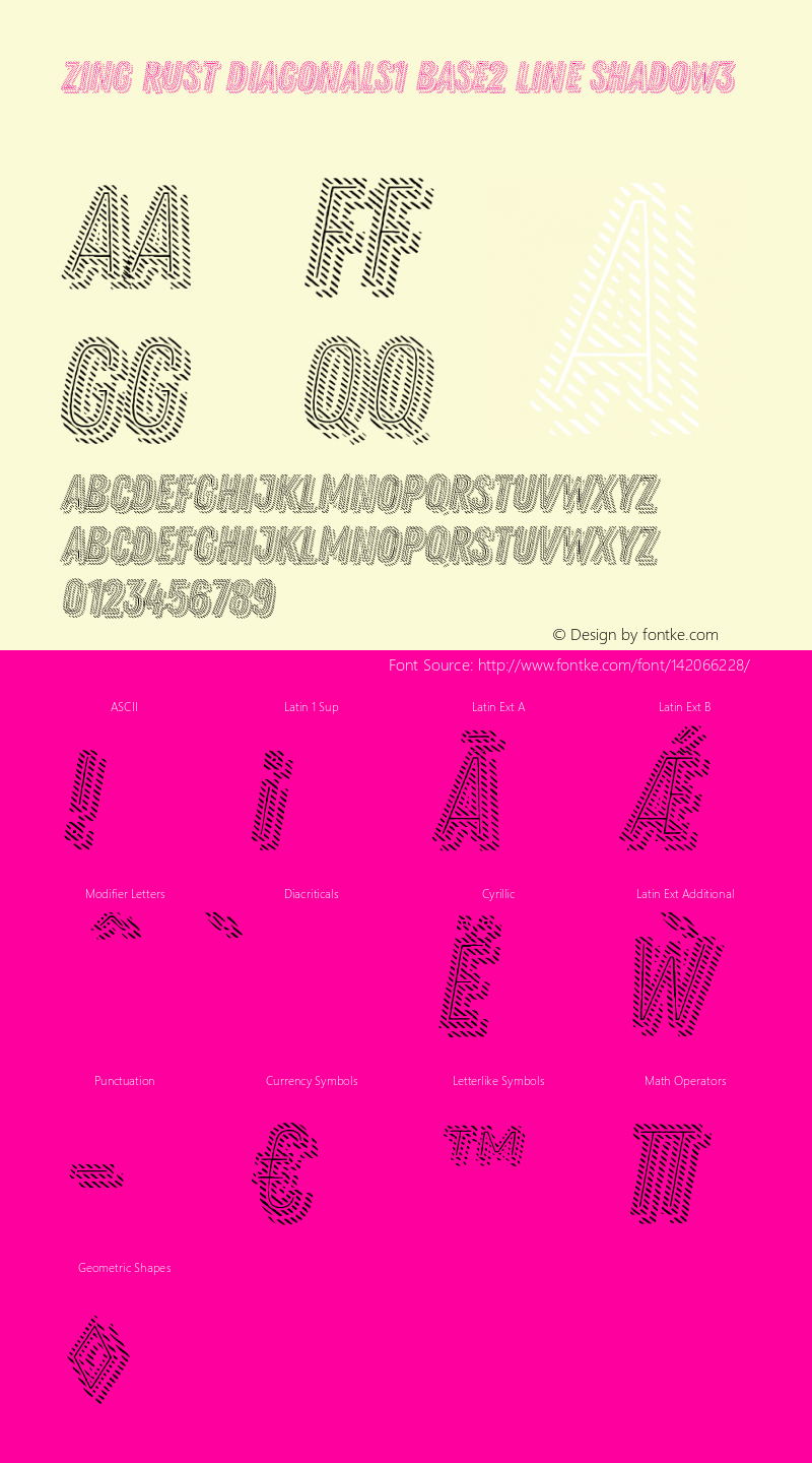 Zing Rust Diagonals1 Base2 Line Shadow3 Version 1.000 Font Sample