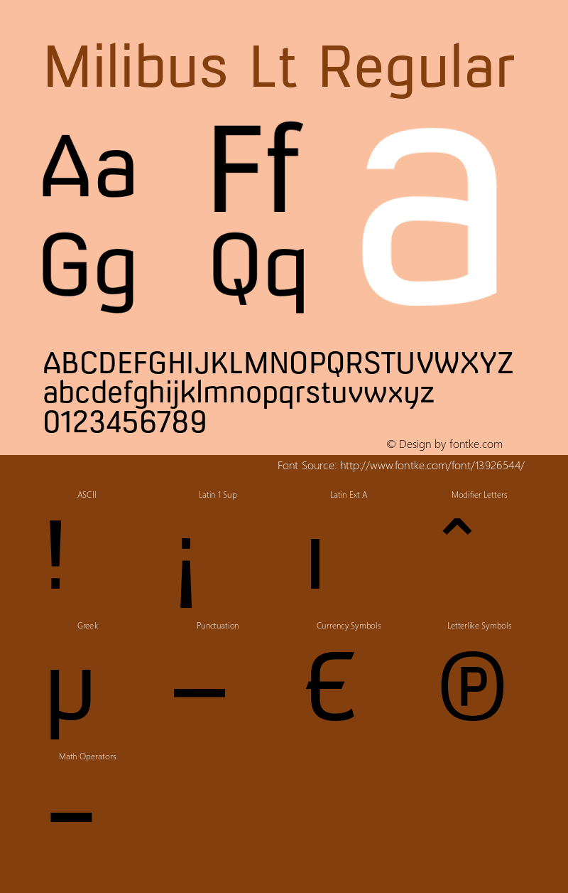 Milibus Lt Regular Version 001.000 Font Sample