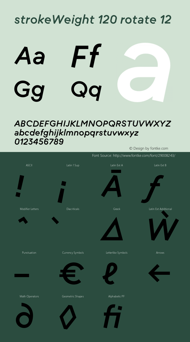 strokeWeight-120rotateR12 Version 1.007 Font Sample
