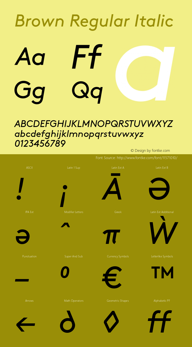 Brown Regular Italic 001.000 Font Sample