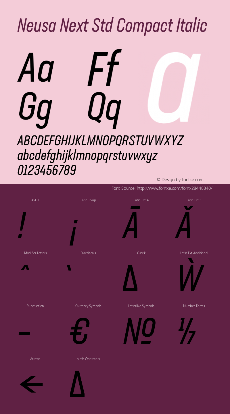 Neusa Next Std Compact Italic Version 1.002;PS 001.002;hotconv 1.0.88;makeotf.lib2.5.64775 Font Sample