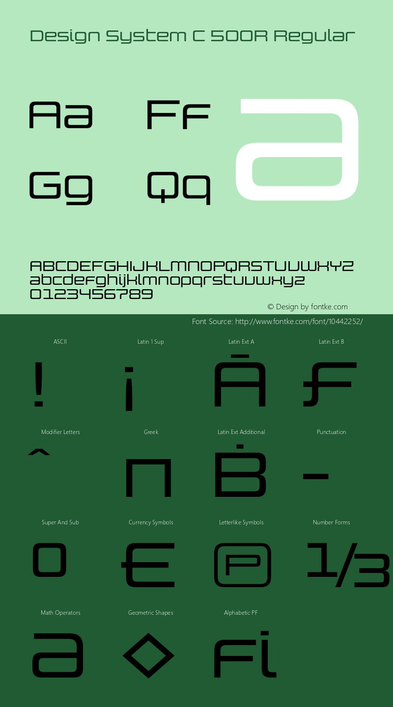 Design System C 500R Regular Version 1.000 Font Sample