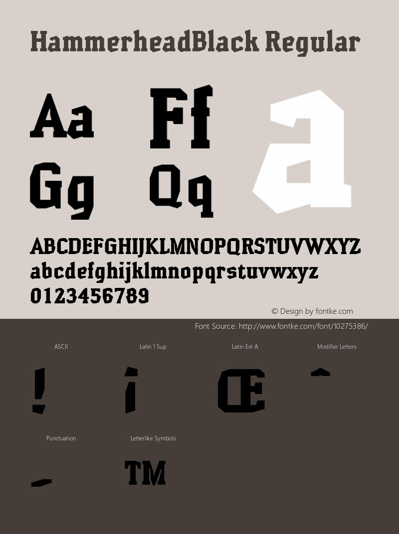 HammerheadBlack Regular Macromedia Fontographer 4.1.2 22.09.2006 Font Sample