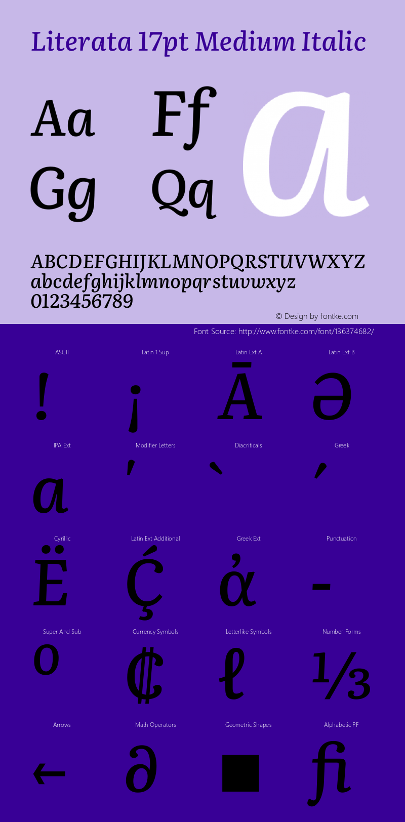 Literata 17pt Medium Italic Version 3.002 Font Sample