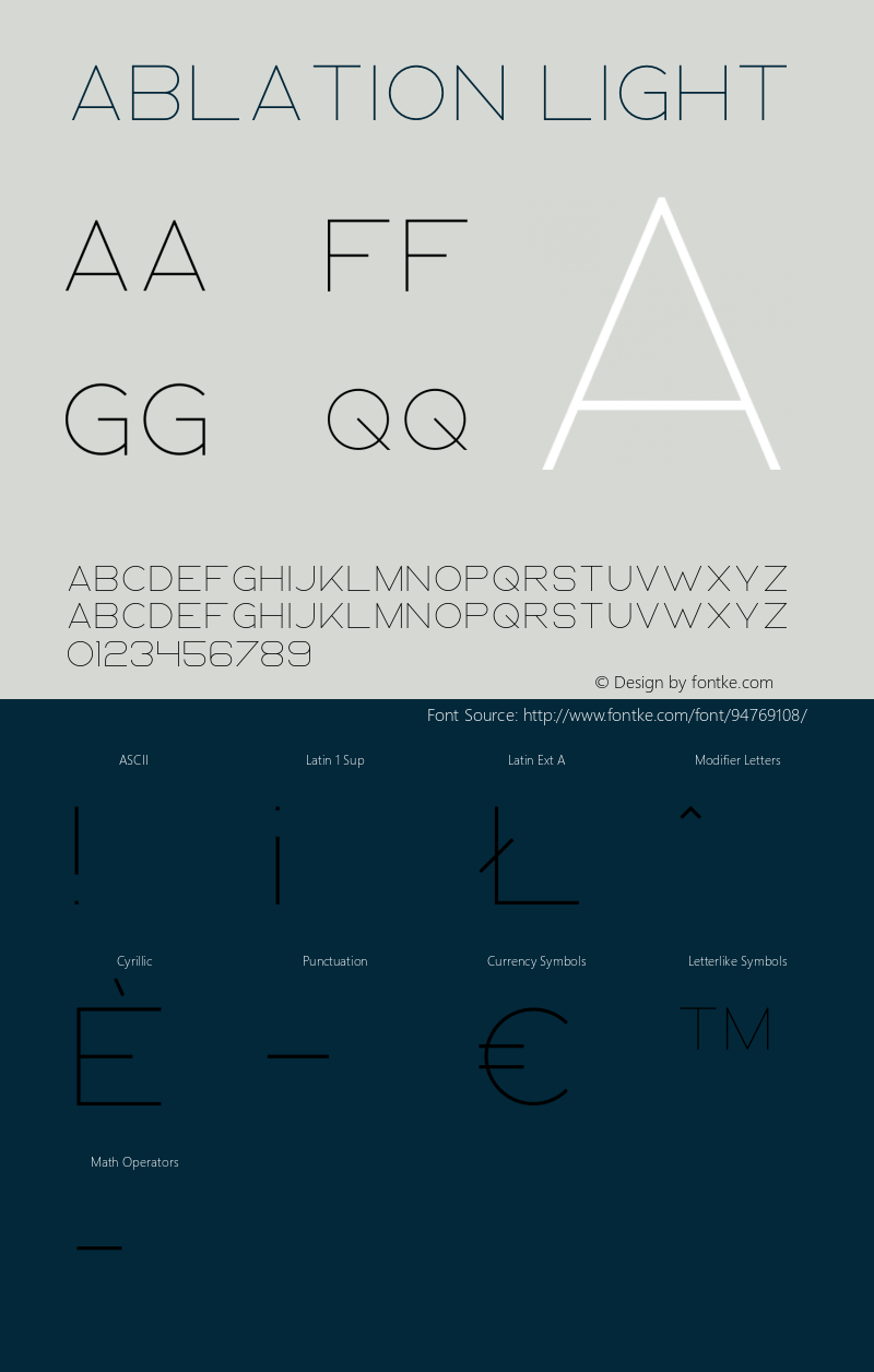 Ablation Light Version 1.001;Fontself Maker 3.5.4 Font Sample